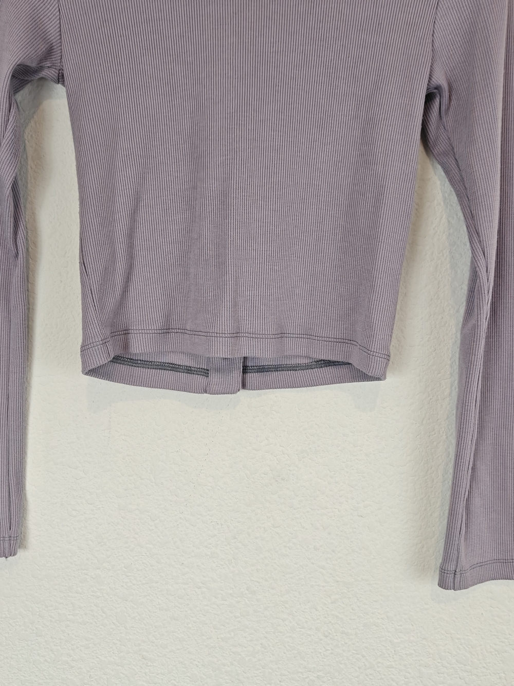 Outdoor Voices Cozy Rib Cropped Cardigan Earl Grey/Lavender Soft Girl Athleisure - Picture 11 of 13